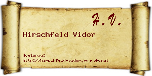 Hirschfeld Vidor névjegykártya
